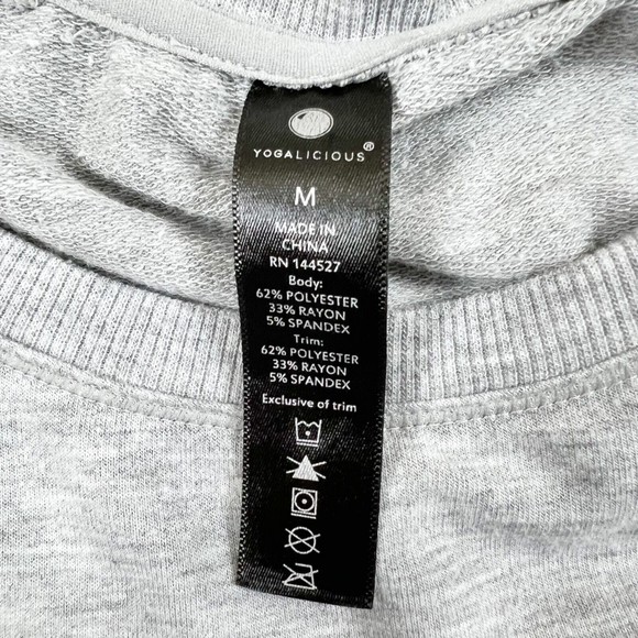 Yogalicious Long Sleeve Top Soft Sweatshirt Zip Hem Pullover Thumb Hole Gray, M - Picture 6 of 8